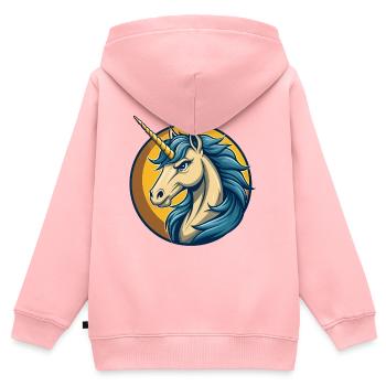 Unicorn Kawaii Maskottchen Cartoon Clipart Logo Abzeichen - Kinder Premium Organic Zip Hoodie - Rosa - Hinten - AI Model Kid Female (0cm)
