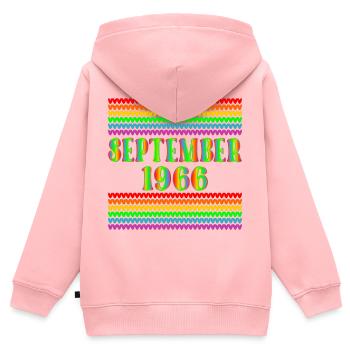 Regenbogen - 60. Geburtstag, Septermber 1966 - Kinder Premium Organic Zip Hoodie - Rosa - Hinten - AI Model Kid Female (0cm)
