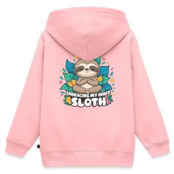 Mein Inner_Sloth umarmen - Kinder Premium Organic Zip Hoodie - Rosa - Hinten - AI Model Kid Female (0cm)