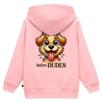 Hund vor Typen lustiges Hundeliebhaber-Zitat - Kinder Premium Organic Zip Hoodie - Rosa - Hinten - AI Model Kid Female (0cm)