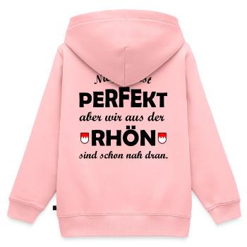 Doppelrote Rhön Zacken auf Schwarz - Kinder Premium Organic Zip Hoodie - Rosa - Hinten - AI Model Kid Female (0cm)