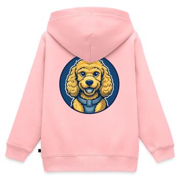 Pudelhund Kawaii Maskottchen Cartoon Clipart Logo - Kinder Premium Organic Zip Hoodie - Rosa - Hinten - AI Model Kid Female (0cm)