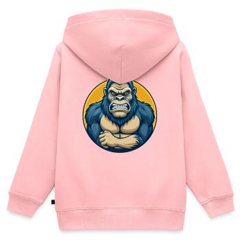 Gorilla Kawaii Maskottchen Cartoon Clipart Logo Abzeichen - Kinder Premium Organic Zip Hoodie - Rosa - Hinten - AI Model Kid Female (0cm)