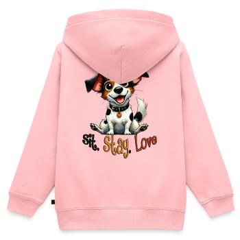 Sitz Bleib Liebe Jack Russell Welpenleben - Kinder Premium Organic Zip Hoodie - Rosa - Hinten - AI Model Kid Female (0cm)