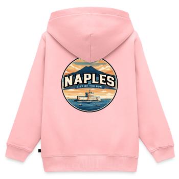 Retro Neapel Vesuv-Abzeichen - Kinder Premium Organic Zip Hoodie - Rosa - Hinten - AI Model Kid Female (0cm)