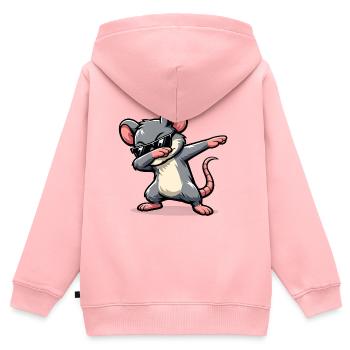 Dabbing Maus - Kinder Premium Organic Zip Hoodie - Rosa - Hinten - AI Model Kid Female (0cm)