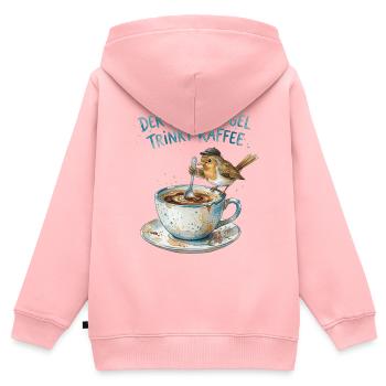 Der frühe Vogel trinkt Kaffee - Kinder Premium Organic Zip Hoodie - Rosa - Hinten - AI Model Kid Female (0cm)