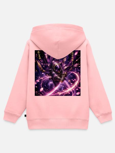 Kosmischer Samurai im Sternenwirbel - Kinder Premium Organic Zip Hoodie - Rosa