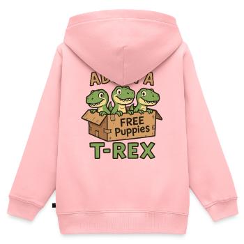 Lustiges T-Rex Welpen Dinosaurier Comic Design - Kinder Premium Organic Zip Hoodie - Rosa - Hinten - AI Model Kid Female (0cm)