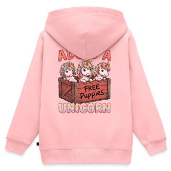 Adopt A Unicorn – Lustiges Einhorn Design - Kinder Premium Organic Zip Hoodie - Rosa - Hinten - AI Model Kid Female (0cm)