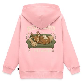 Hirschgeliebter Ich bin eingeschlafen Lustiger schlafender Hirsch M - Kinder Premium Organic Zip Hoodie - Rosa - Hinten - AI Model Kid Female (0cm)