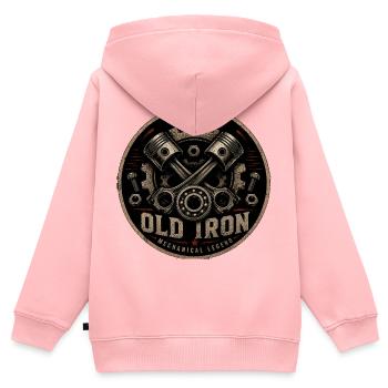 Old Iron Mechanische Legende - Kinder Premium Organic Zip Hoodie - Rosa - Hinten - AI Model Kid Female (0cm)