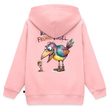 Ich bin der frühe Vogel Lustiges Spruch Motiv - Kinder Premium Organic Zip Hoodie - Rosa - Hinten - AI Model Kid Female (0cm)