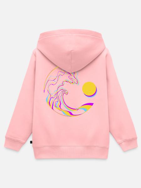 Neon Wellen - Kinder Premium Organic Zip Hoodie - Rosa