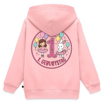 1. Geburtstag Ballerina  - Kinder Premium Organic Zip Hoodie - Rosa - Hinten - AI Model Kid Female (0cm)