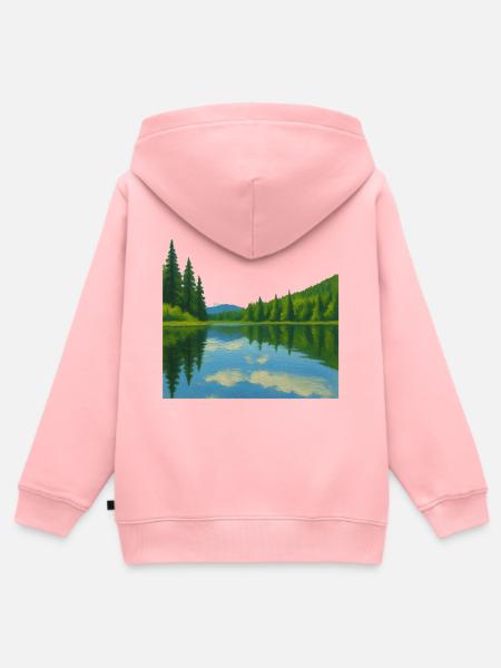 Waldreflexionen an einem friedlichen See - Kinder Premium Organic Zip Hoodie - Rosa