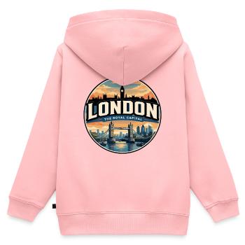 London Tower Bridge Royal Capital Badge - Kinder Premium Organic Zip Hoodie - Rosa - Hinten - AI Model Kid Female (0cm)