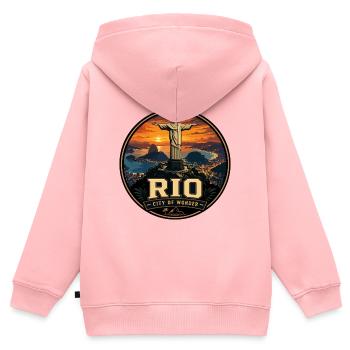 Rio de Janeiro Vintage-Reiseabzeichen - Kinder Premium Organic Zip Hoodie - Rosa - Hinten - AI Model Kid Female (0cm)