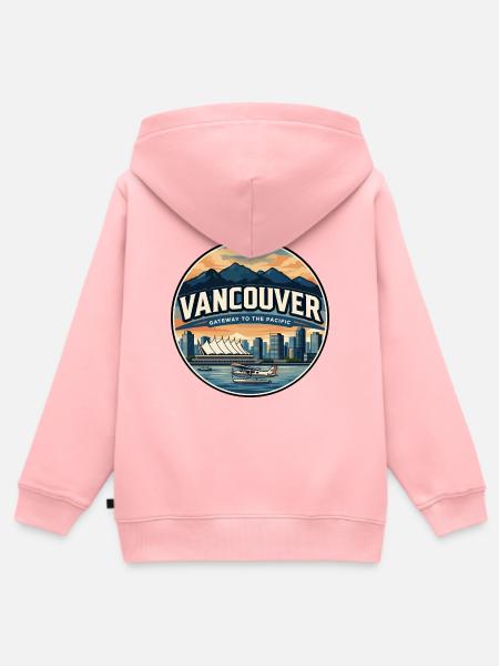 Retro Vancouver Harbour Reiseabzeichen - Kinder Premium Organic Zip Hoodie - Rosa