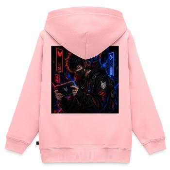 Neon Street Gamer im Anime-Stil - Kinder Premium Organic Zip Hoodie - Rosa - Hinten - AI Model Kid Female (0cm)