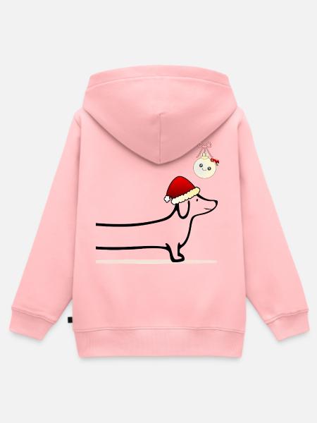Weihnachten Hunde Dackel - Kinder Premium Organic Zip Hoodie - Rosa