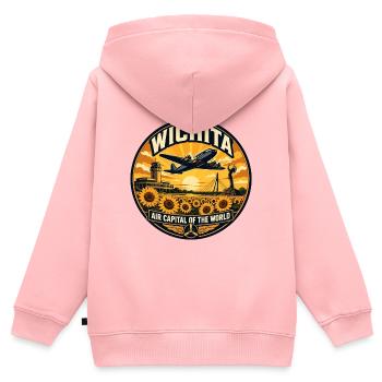 TWichita Air Capital Retro Aviation Abzeichen - Kinder Premium Organic Zip Hoodie - Rosa - Hinten - AI Model Kid Female (0cm)