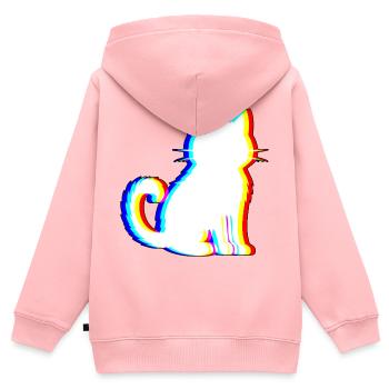 EDM Cat – Elektronische Tanzmusik - Kinder Premium Organic Zip Hoodie - Rosa - Hinten - AI Model Kid Female (0cm)