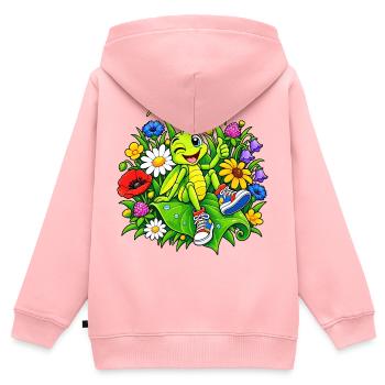 Dessin animé du sauterelle - Sweat Premium à capuche zippé enfant bio - rose - Dos - AI Model Kid Female (0cm)