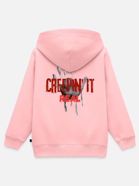 Creepin It Real Handabdruck - Kinder Premium Organic Zip Hoodie - Rosa