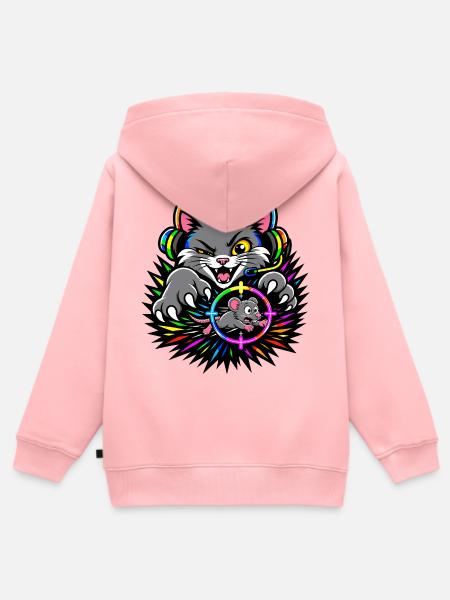 Gaming-Katze auf Mäusejagd - Kinder Premium Organic Zip Hoodie - Rosa