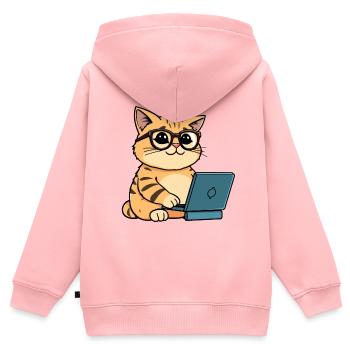 Coding Cat - Kinder Premium Organic Zip Hoodie - Rosa - Hinten - AI Model Kid Female (0cm)