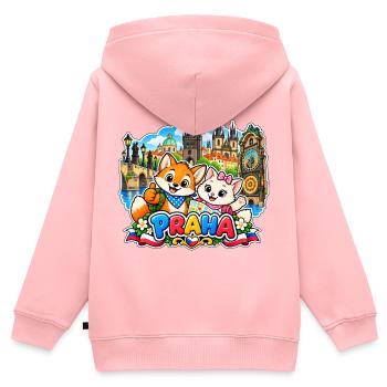 Tavi & Nela in Praha - Kinder Premium Organic Zip Hoodie - Rosa - Hinten - AI Model Kid Female (0cm)