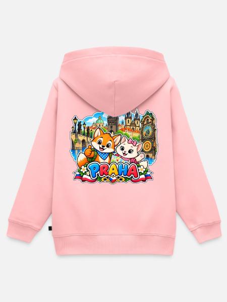 Tavi & Nela in Praha - Kinder Premium Organic Zip Hoodie - Rosa