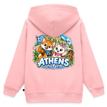 Tavi & Nela in Athens - Kinder Premium Organic Zip Hoodie - Rosa - Hinten - AI Model Kid Female (0cm)