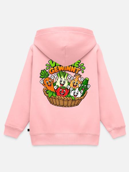 Veggie Gewinn Gemüsekorb Cartoon - Kinder Premium Organic Zip Hoodie - Rosa