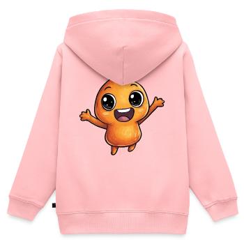 Fröhliche Orangenfigur - Kinder Premium Organic Zip Hoodie - Rosa - Hinten - AI Model Kid Female (0cm)