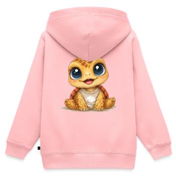 Kuschel Turtle mit großen Augen - Kinder Premium Organic Zip Hoodie - Rosa - Hinten - AI Model Kid Female (0cm)