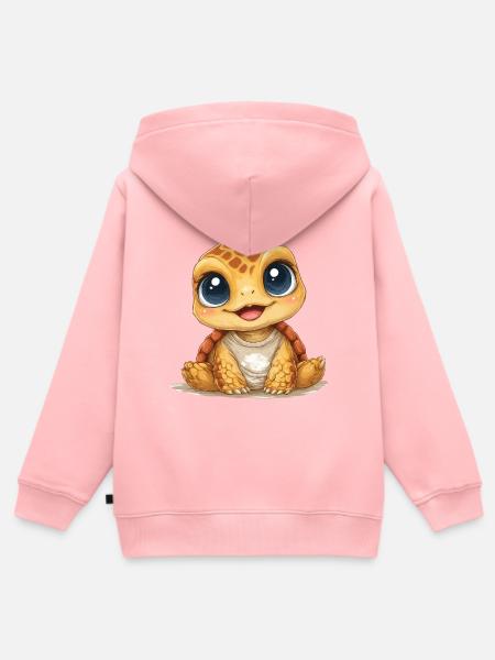 Kuschel Turtle mit großen Augen - Kinder Premium Organic Zip Hoodie - Rosa