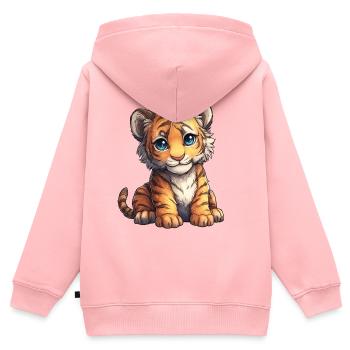 Kuschel Tiger Junges - Kinder Premium Organic Zip Hoodie - Rosa - Hinten - AI Model Kid Female (0cm)