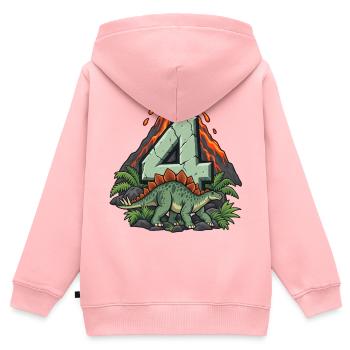 Dinosaurier-Shirt zum 4. Geburtstag für Kinder - Kinder Premium Organic Zip Hoodie - Rosa - Hinten - AI Model Kid Female (0cm)