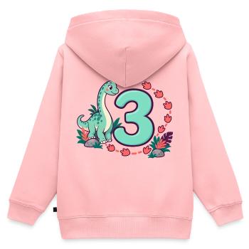 Dinosaurier-Shirt zum 3. Geburtstag für Kinder - Kinder Premium Organic Zip Hoodie - Rosa - Hinten - AI Model Kid Female (0cm)