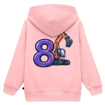 8. Geburtstag Digger-Shirt für Kinder - Kinder Premium Organic Zip Hoodie - Rosa - Hinten - AI Model Kid Female (0cm)