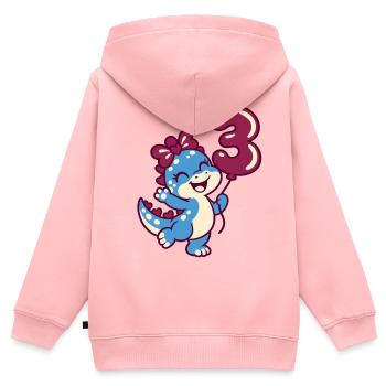 Süßer Dino zum 3. Geburtstag – Mädchen Dinosaurier - Kinder Premium Organic Zip Hoodie - Rosa - Hinten - AI Model Kid Female (0cm)