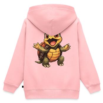 Fröhliche Schildkröte mit offenen Armen - Kinder Premium Organic Zip Hoodie - Rosa - Hinten - AI Model Kid Female (0cm)