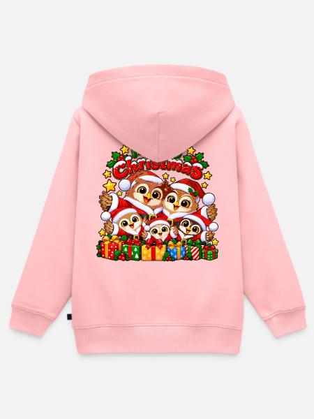 Weihnachts Eulen - Kinder Premium Organic Zip Hoodie - Rosa