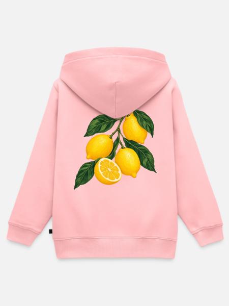 Zitruszweig Gelbe Lemons Motiv - Kinder Premium Organic Zip Hoodie - Rosa