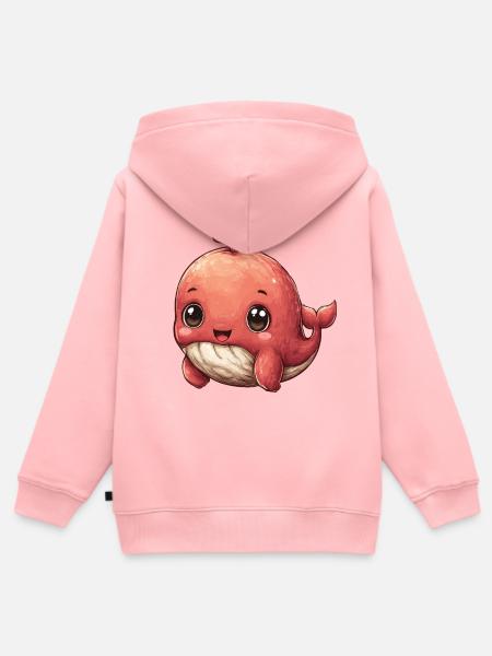 Kawaii Rosa Walbaby - Kinder Premium Organic Zip Hoodie - Rosa