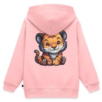 Tiger Jungtier Illustration - Kinder Premium Organic Zip Hoodie - Rosa - Hinten - AI Model Kid Female (0cm)