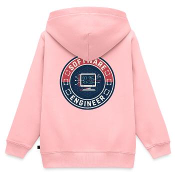 Vintage Software Engineer Code Terminal Patch Top - Kinder Premium Organic Zip Hoodie - Rosa - Hinten - AI Model Kid Female (0cm)