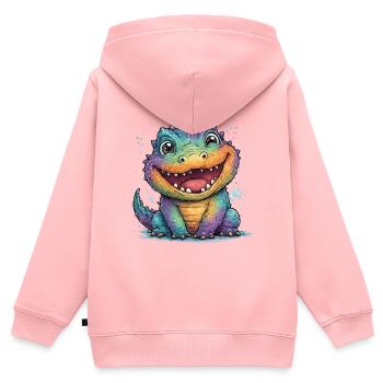 Rainbow Krokodil - Kinder Premium Organic Zip Hoodie - Rosa - Hinten - AI Model Kid Female (0cm)